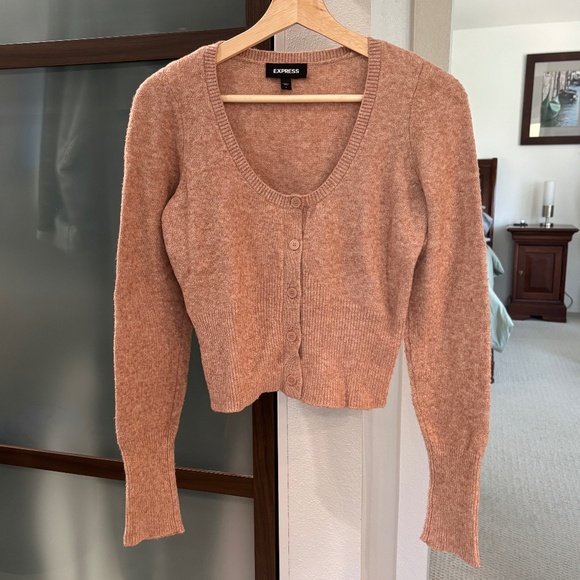 Express Cropped Cardigan - Blush/Heather Pink Size S - Picture 4 of 10